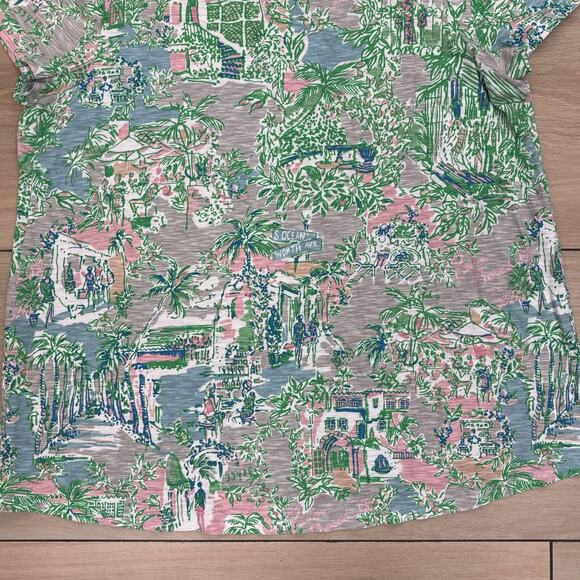 Lilly Pulitzer Etta Women’s Large Short Sleep V Neck T Shirt Palm Beach Pattern - Picture 14 of 15